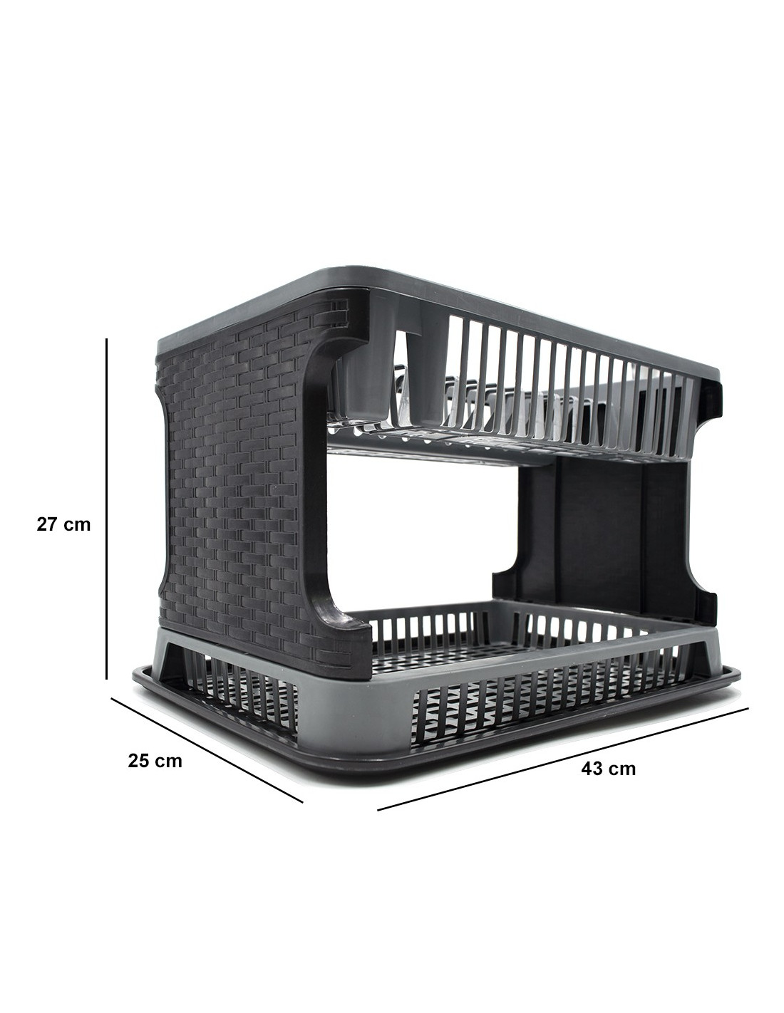 Scolapiatti da Appoggio in Plastica 26029 2 Livelli in Rattan per Lavello  Cucina