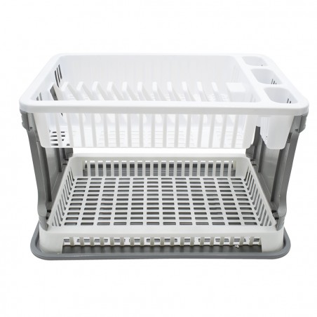 Scolapiatti da Appoggio in Plastica 26029 2 Livelli in Rattan per Lavello Cucina