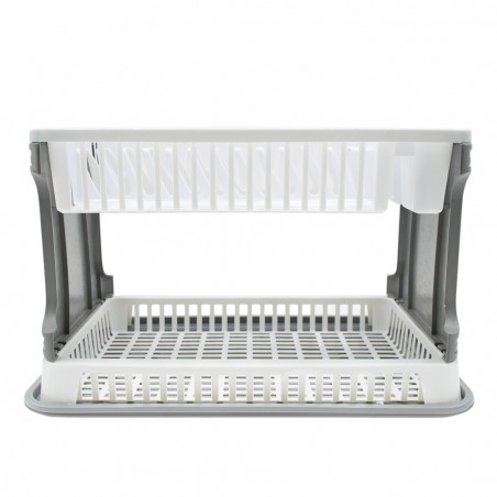 Scolapiatti da Appoggio in Plastica 26029 2 Livelli in Rattan per Lavello Cucina