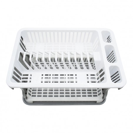 Scolapiatti da Appoggio in Plastica 26029 2 Livelli in Rattan per Lavello Cucina