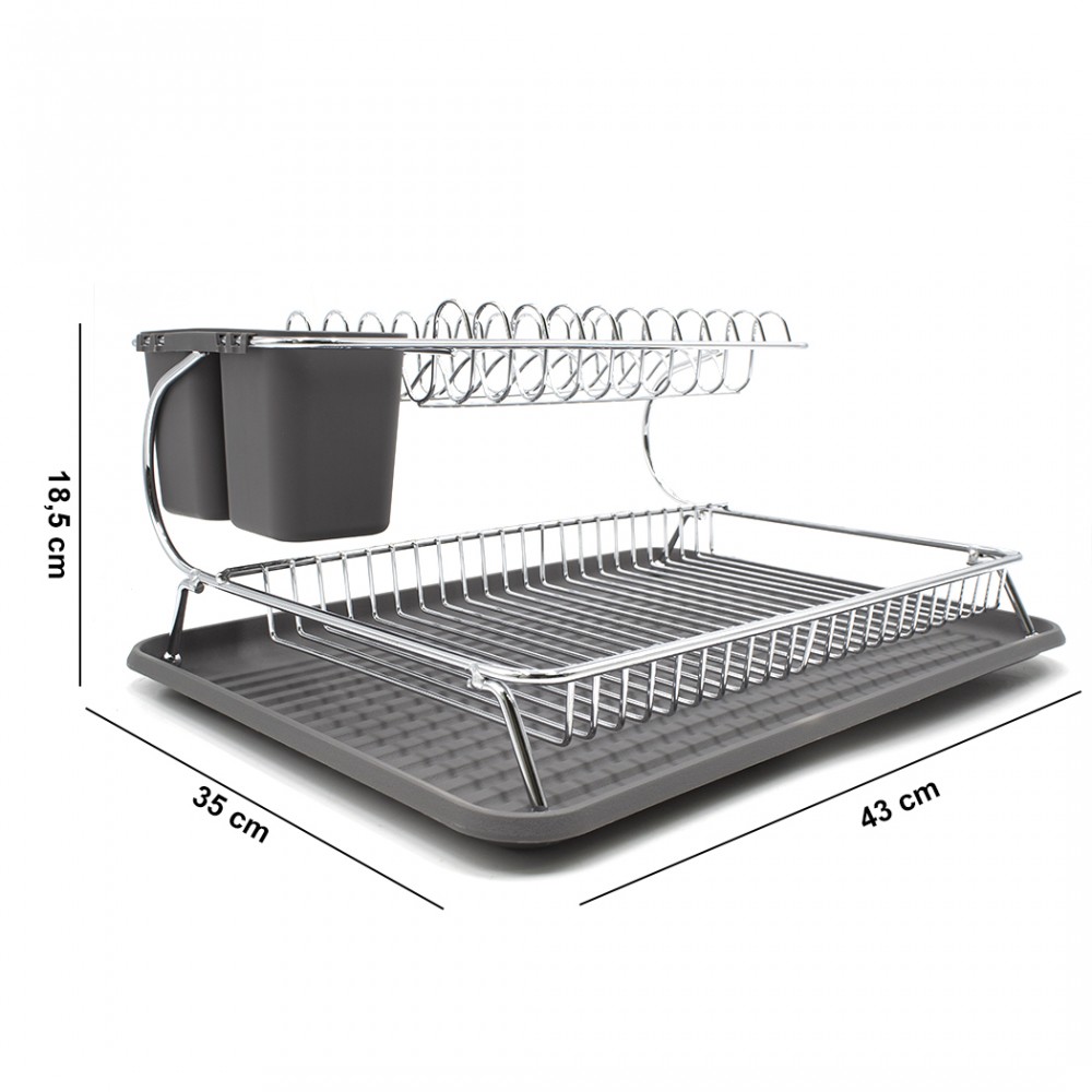 Scolapiatti con Doppio Piano in Acciaio 385741...