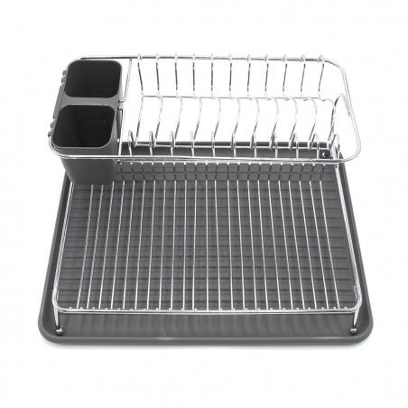 Scolapiatti con Doppio Piano in Acciaio 385741 Vassoio e Scompartimento Posate