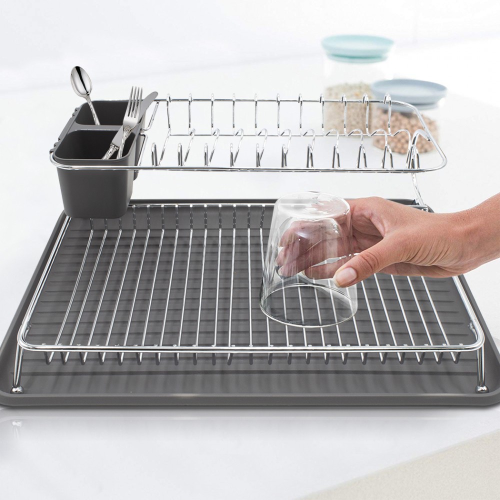 Scolapiatti con Doppio Piano in Acciaio 385741...