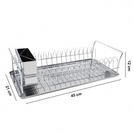 Scolapiatti da Appoggio Acciaio 281883 Scompartimento Posate Vassoio Rimovibile