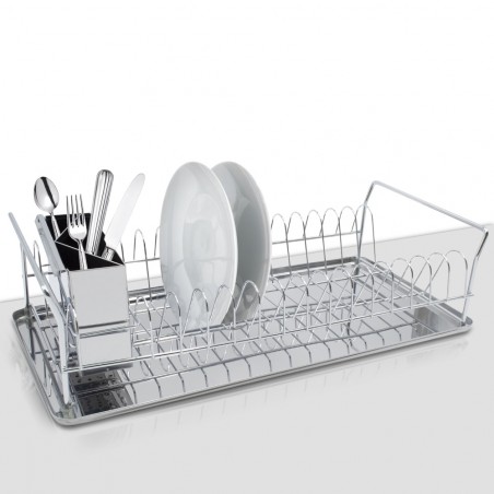 Scolapiatti da Appoggio Acciaio 281883 Scompartimento Posate Vassoio Rimovibile