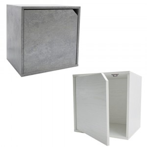 Cubo Modulare Libreria 13232 Cemento Frassinato con Anta...