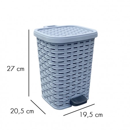 Set 3pz Accessori Bagno Rattan 304643 Cesto Biancheria Cestino Rifiuti Scopino