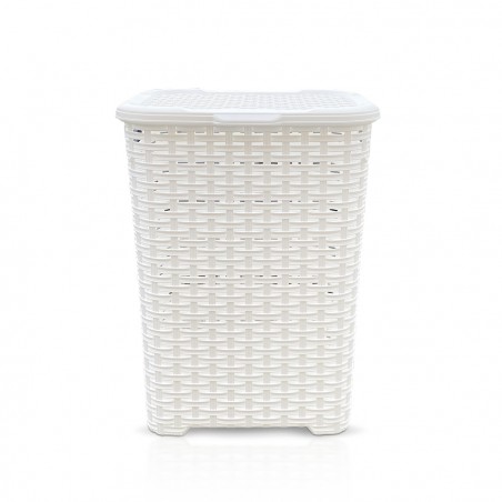 Set 3pz Accessori Bagno Rattan 304636 Cesto Biancheria Cestino Rifiuti Scopino