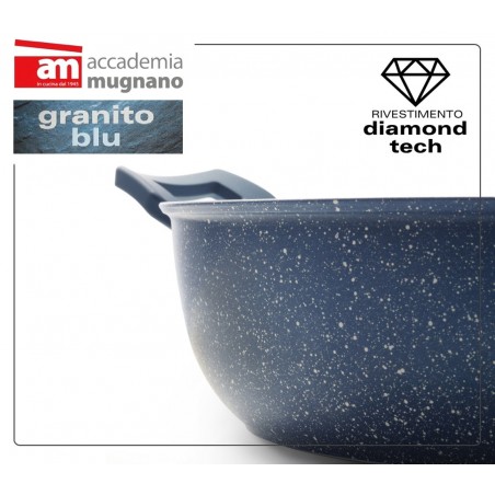 Tegame semifondo antiaderente 28 cm rivestimento Diamond Tech effetto pietra Accademia Mugnano GRANITO BLU