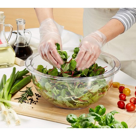 100 pz Guanti Monouso Dealo trasparenti taglia M art. 096276 senza lattice