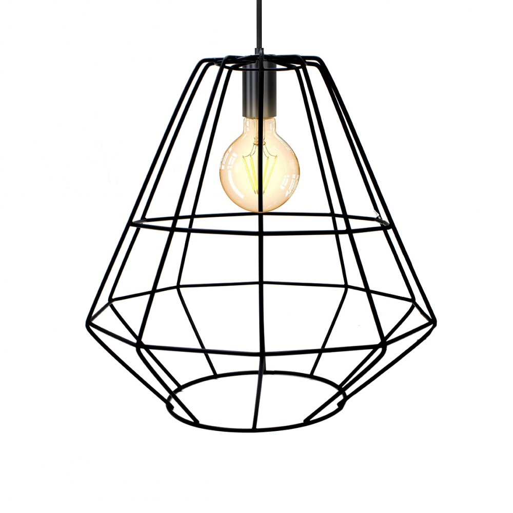 Image of Lampadario a Sospensione Industriale Retrò 019844 Lampada Metallo Nero Forja052