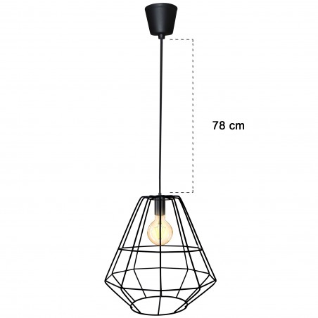 Lampadario a Sospensione Industriale Retrò 019844 Lampada Metallo Nero Forja