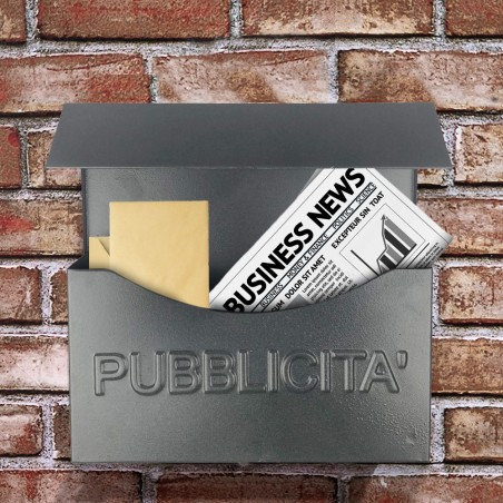 Cassetta Pubblicità Modello Iron Grey Art.711 in Ferro con Pensilina 32x13x32 cm