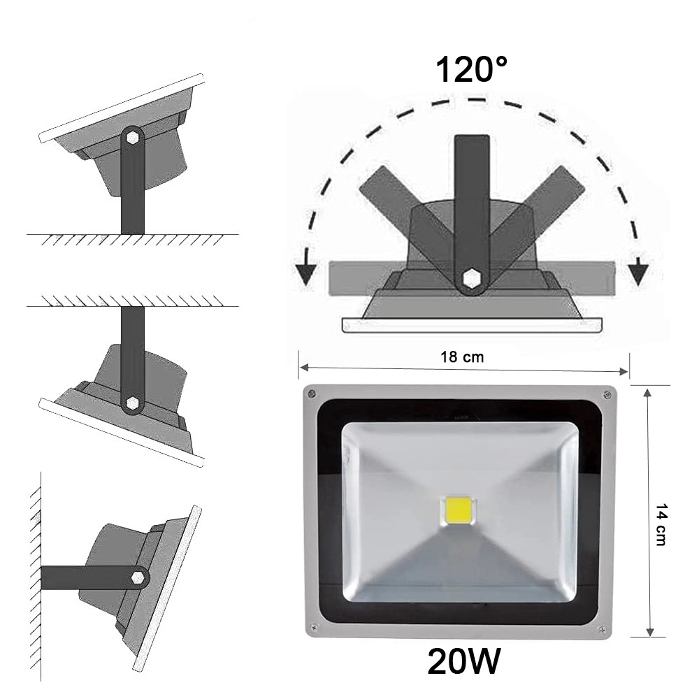 Faro Led RGB da Esterno 20W con Telecomando e...