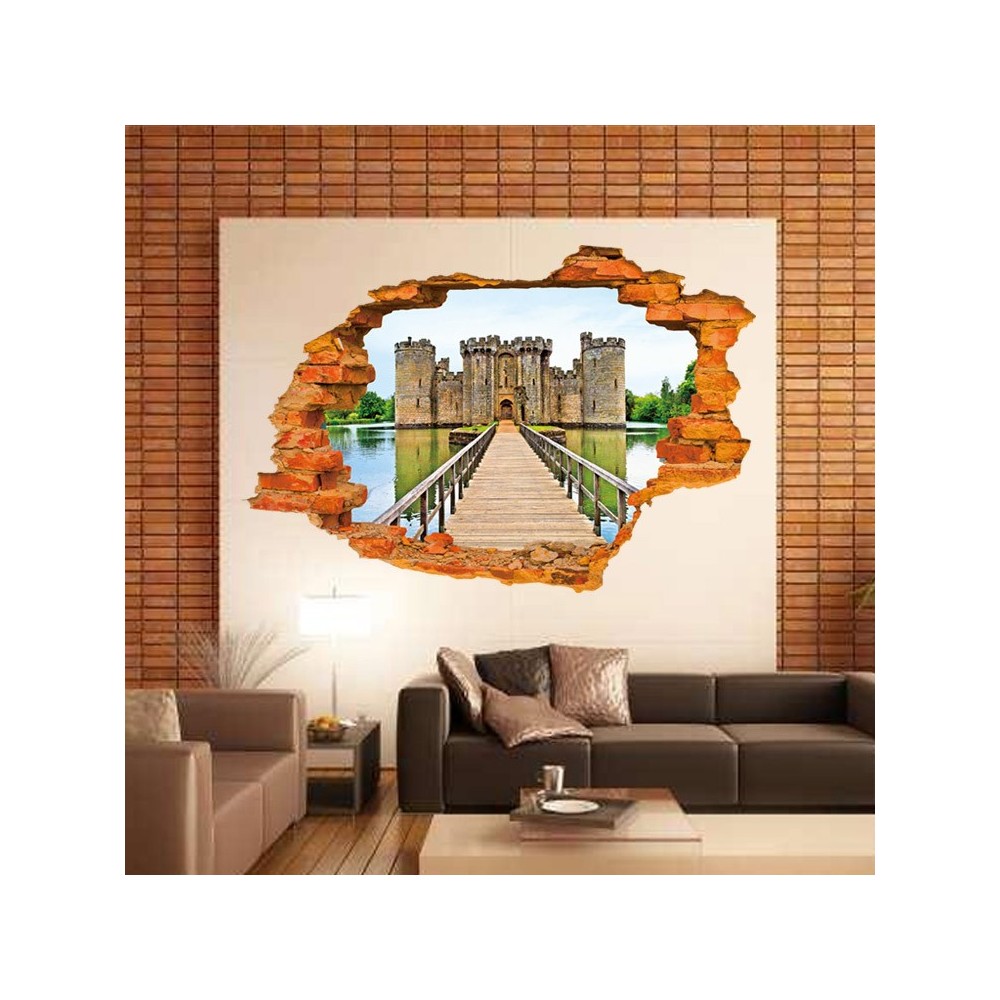 Adesivo decorativo con effetto in 3d ANCIENT CASTLE wall sticker 3d effect per arredare con stile 60x90 cm