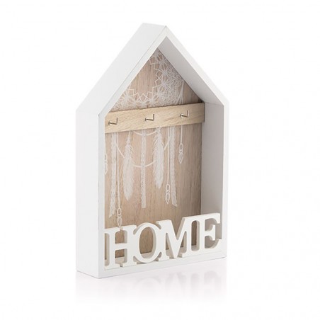 Cassetta porta chiavi 144305 in legno bianco 20 x 5 x 30 cm con 3 gancetti
