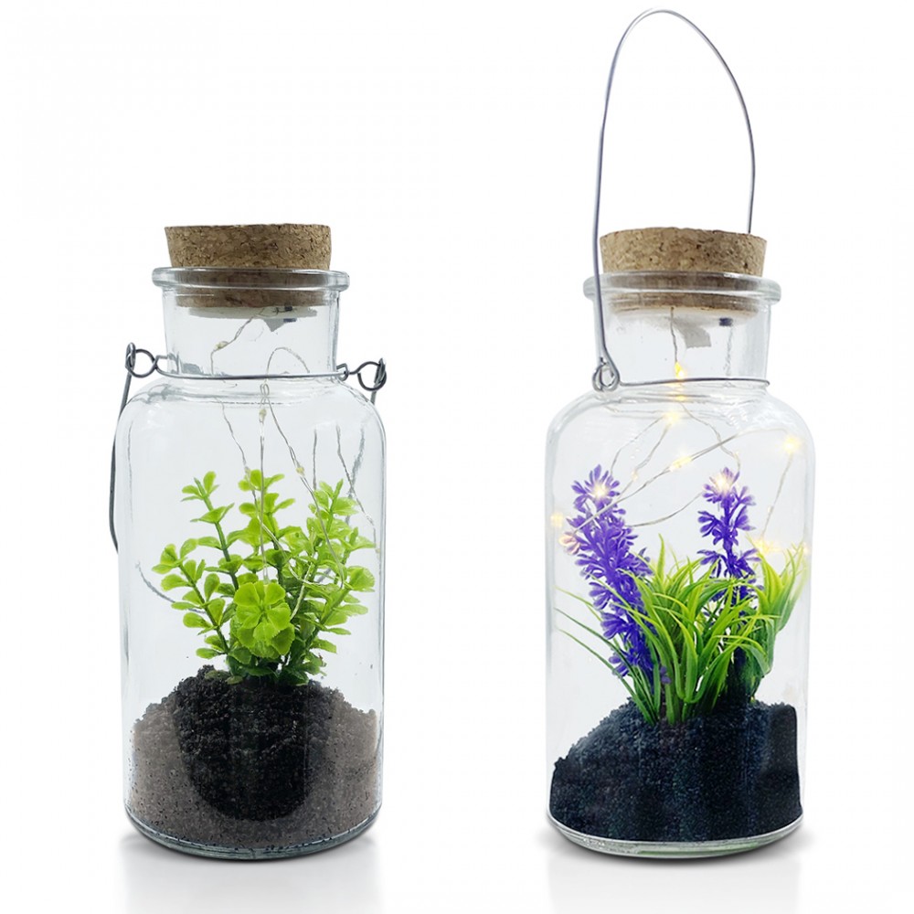 Barattolo in Vetro con Pianta Decorativa 452415...