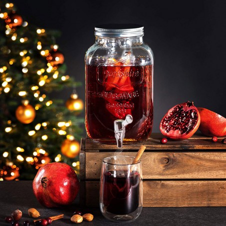 Set 2 Distributori in Vetro 225036 per Bevande con Rubinetto 4 lt con Supporto