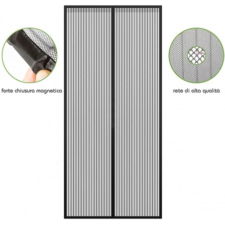 Tenda zanzariera con chiusura magnetica 001480 composta in resina 110 x 220 cm