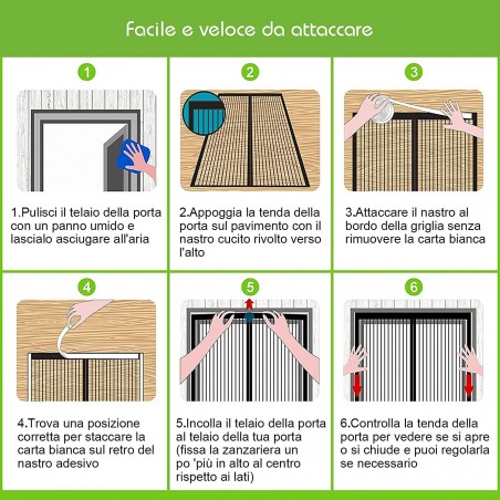Tenda zanzariera con chiusura magnetica 001473 composta in resina 120 x 240 cm
