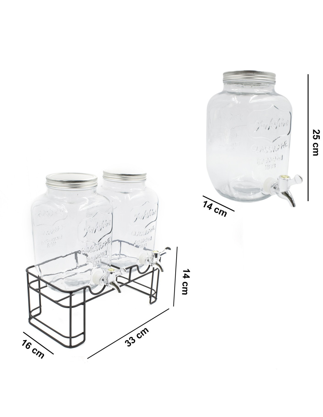 Dispenser per bevande in vetro con rubinetto da 3l 16,5x38cm