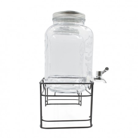 Set 2 Distributori in Vetro 225036 per Bevande con Rubinetto 4 lt con Supporto