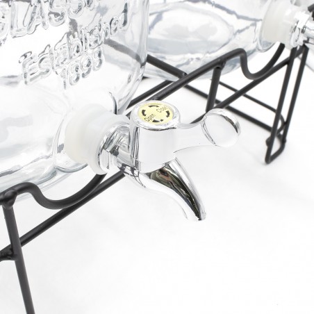 Set 2 Distributori in Vetro 225036 per Bevande con Rubinetto 4 lt con Supporto