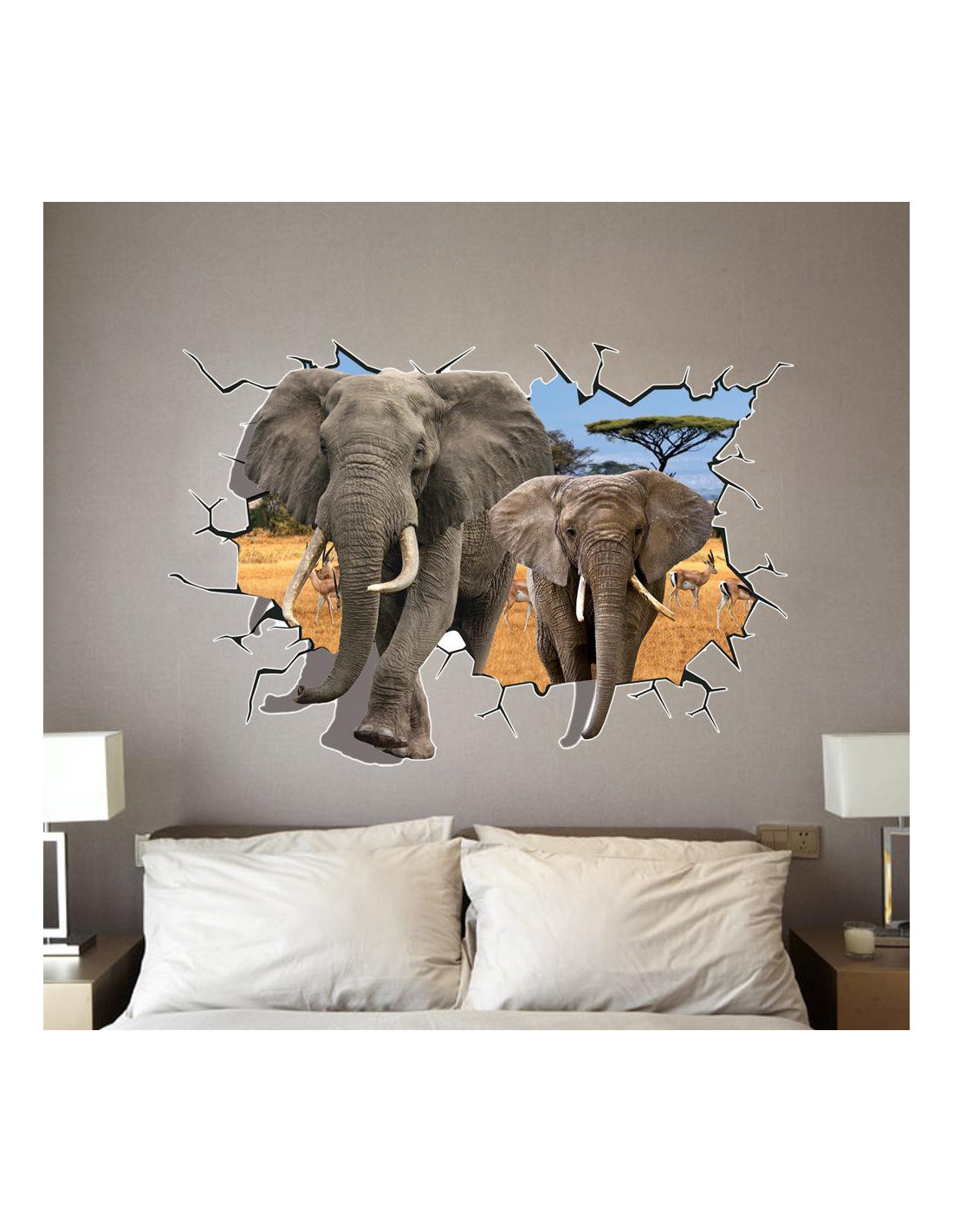 Adesivo decorativo con effetto in 3d africa elephants for Arredare con stile