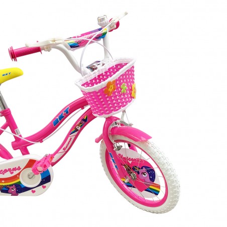 Bicicletta UNICORNO BKT taglia 14 bici per bambina età 4 - 6 anni con rotelle