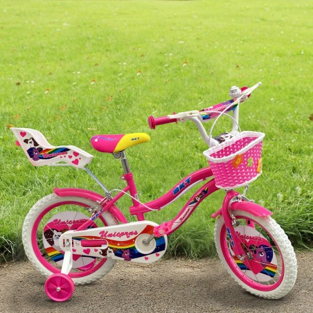 Bicicletta UNICORNO BKT taglia 14 bici per bambina età 4 - 6 anni con rotelle
