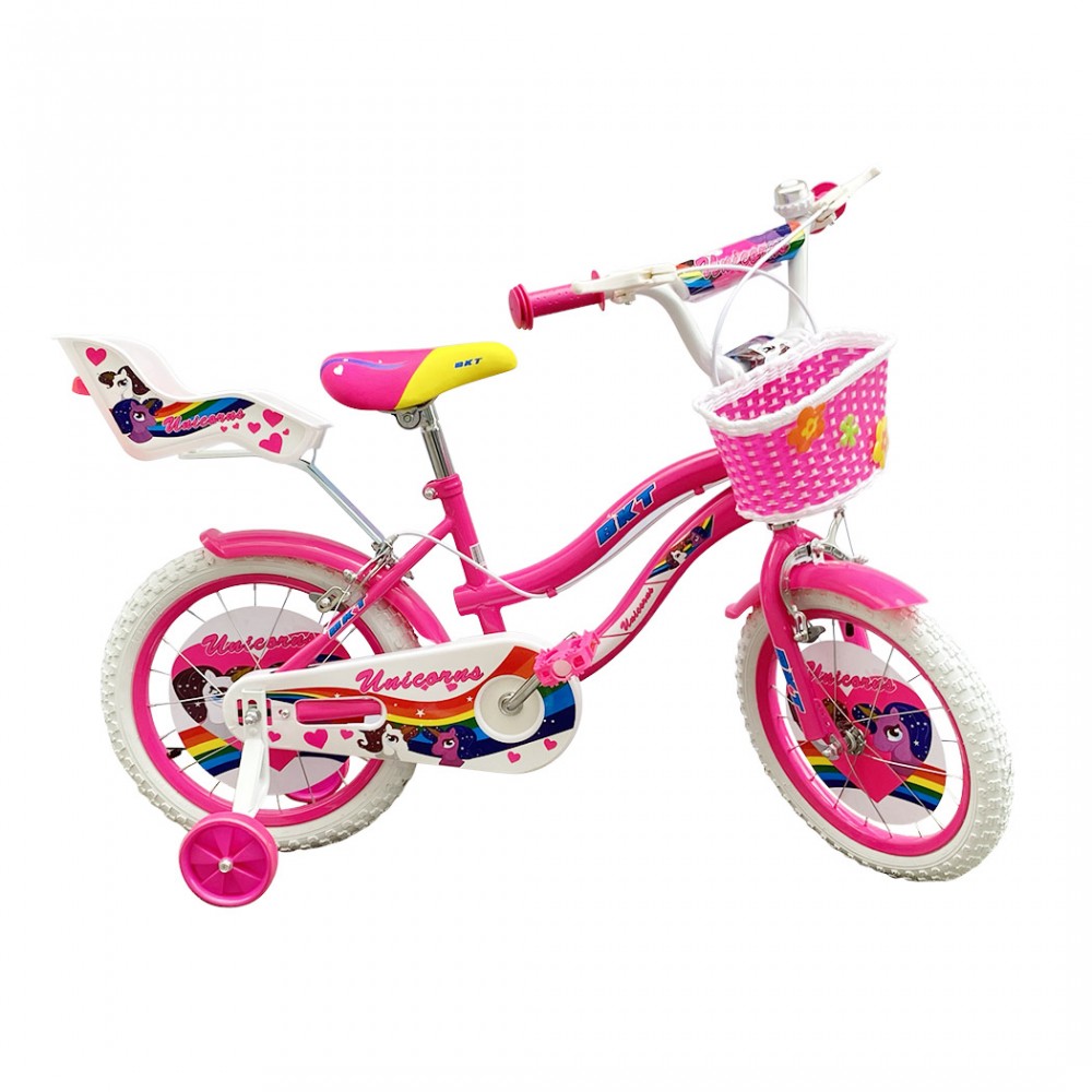 Bicicletta UNICORNO BKT taglia 14 bici per bambina età 4 - 6 anni con rotelle