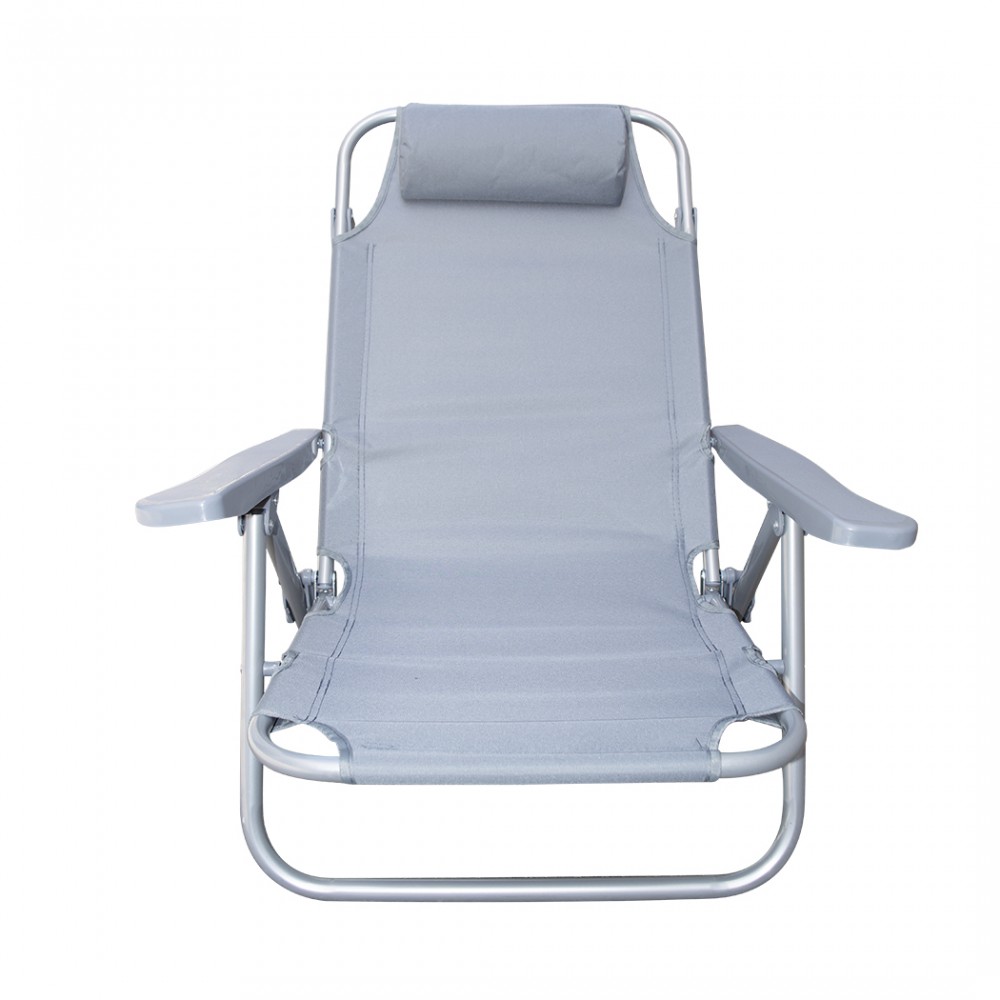 Spiaggina Mare Sdraio Reclinabile Spiaggia FUBUCA Struttura in Ferro con Cuscino Grigio