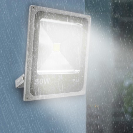 Faro led slim 50w luce fredda con staffa a 120° di angolazione e protezione IP66