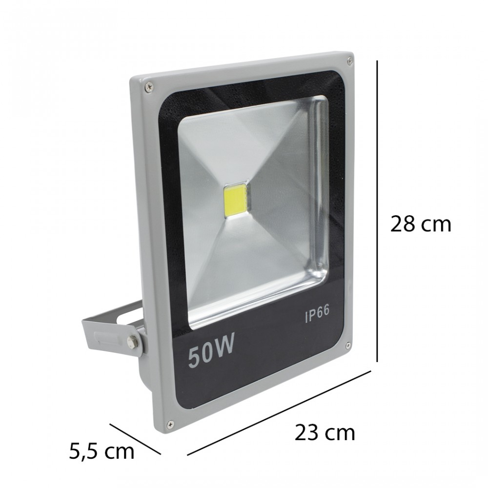 Faro led slim 50w luce fredda con staffa a 120°...