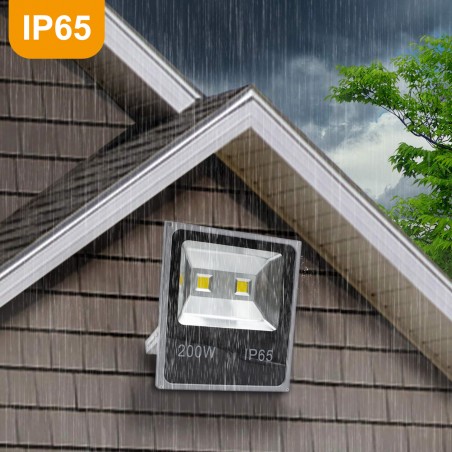 Faro LED 200W Luce Calda per Esterno Impermeabile IP65 con Staffa di Supporto