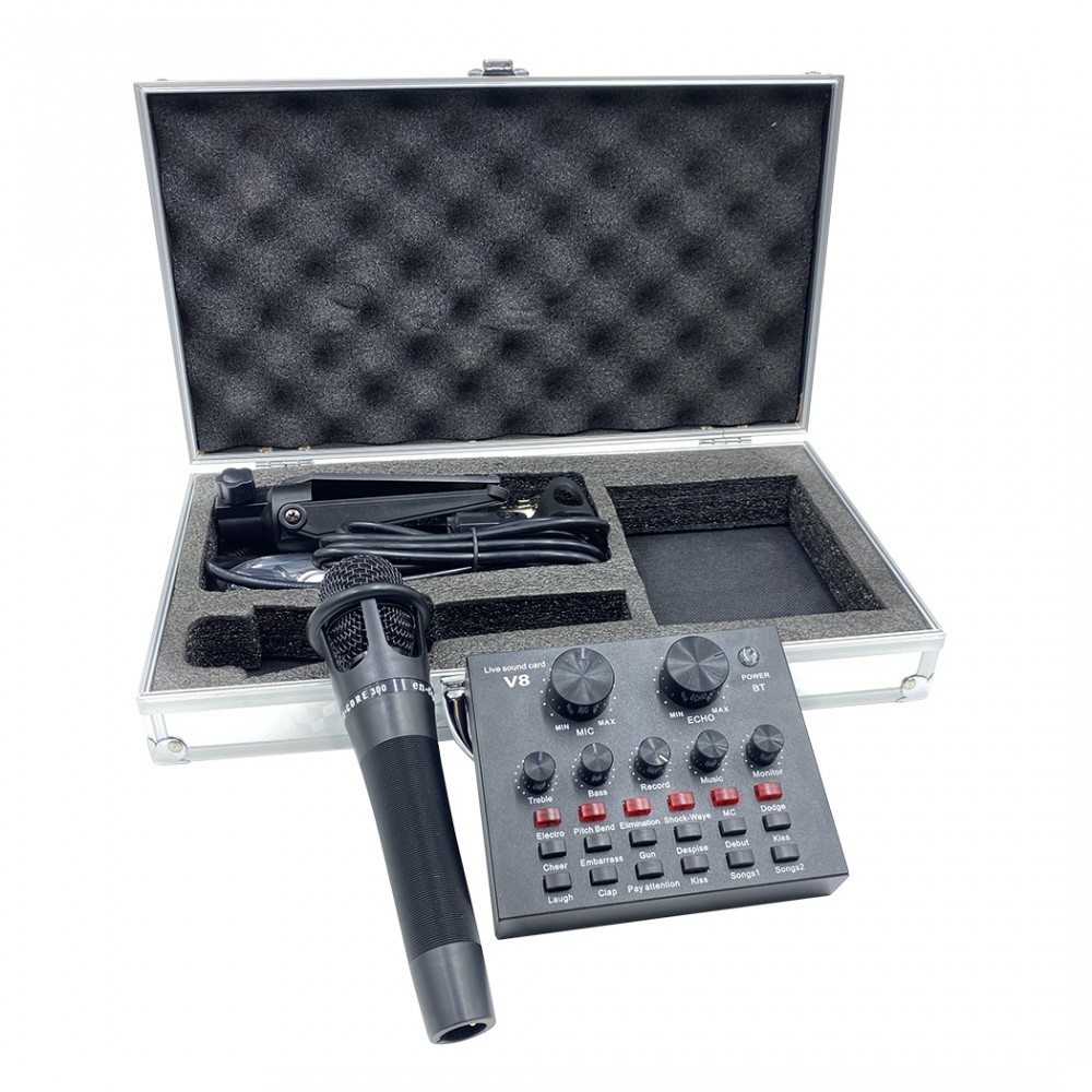 Valigetta kit studio di registrazione con Vocoder V8 microfono e cuffie