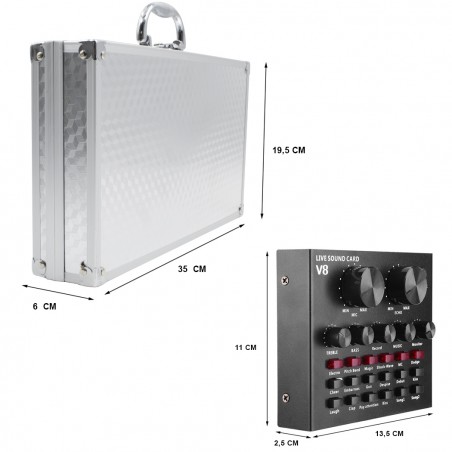 Valigetta kit studio di registrazione con Vocoder V8 microfono e cuffie