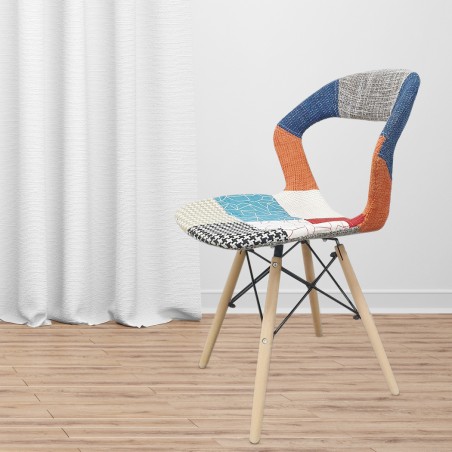 Sedia PARIGI in Patchwork Gambe in Legno Faggio Struttura Metallo Morbida Seduta