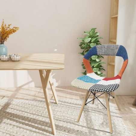 Sedia PARIGI in Patchwork Gambe in Legno Faggio Struttura Metallo Morbida Seduta