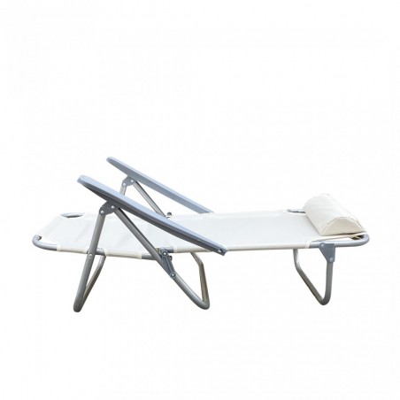 Set 2 pz Spiaggina Mare Sdraio Reclinabile Spiaggia Struttura Ferro con Cuscino