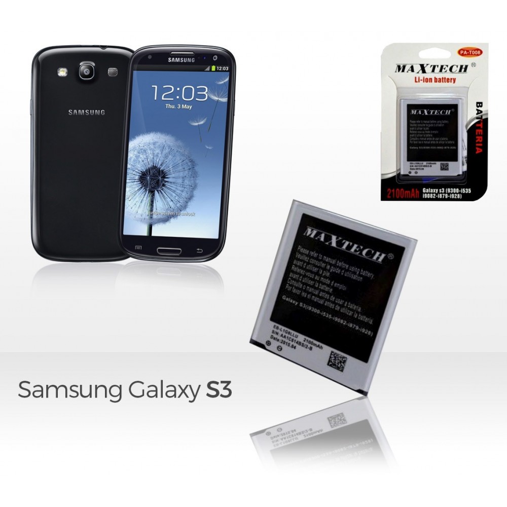 Batteria compatibile Samsung Galaxy S3 9300 e successivi MaxTech Li-ion battery 2100mAh T008