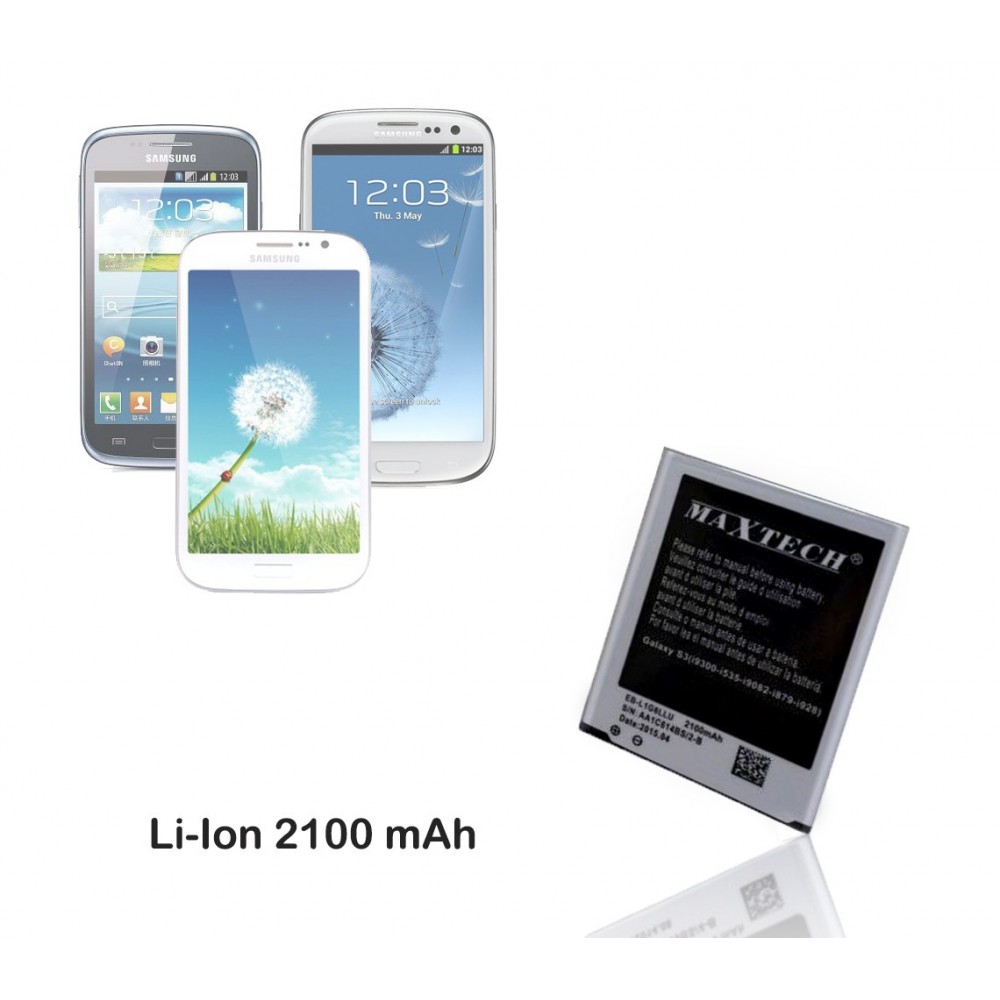 Batteria compatibile Samsung Galaxy S3 9300 e successivi MaxTech Li-ion battery 2100mAh T008