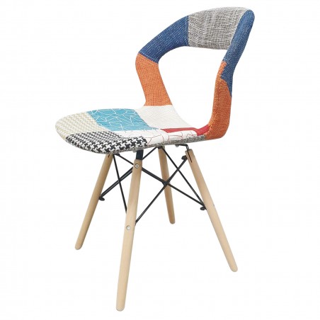 Set 2 pz Sedia PARIGI Patchwork Gambe Legno Faggio Struttura Metallo ergonomica