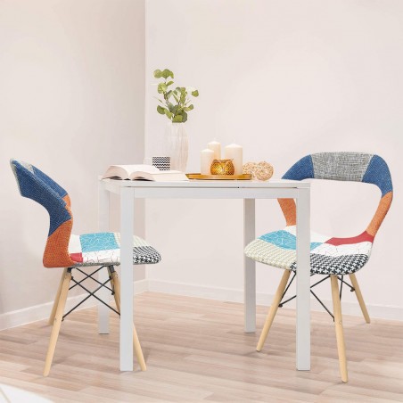 Set 2 pz Sedia PARIGI Patchwork Gambe Legno Faggio Struttura Metallo ergonomica