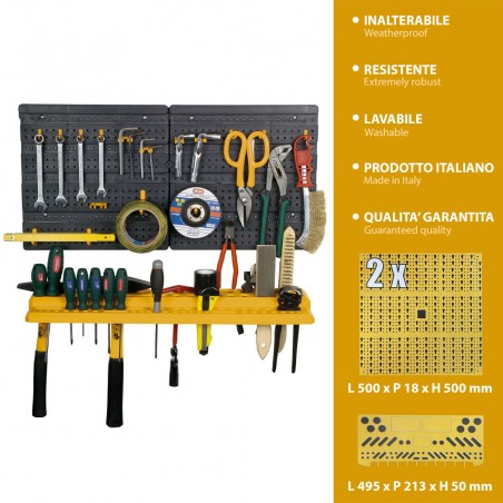 Mensola Portautensili 332 Kit Pannelli Modulari per Attrezzi 50 Ganci Plastica