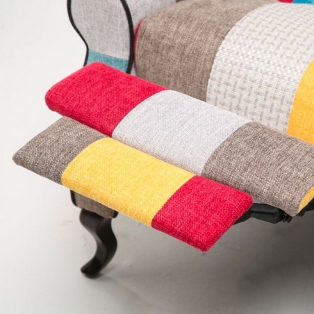 Poltrona Relax Reclinabile Pacifica Tessuto Patchwork Imbottita con Poggiapiedi