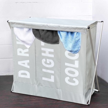 Cesto Portabiancheria 3 Scomparti 43883 Divisione dei Capi Chiari Scuri Colorati