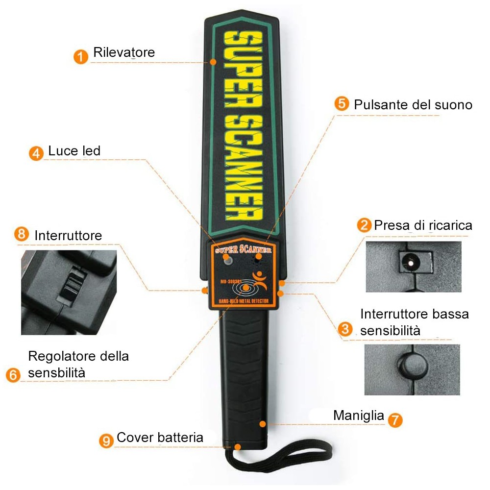 Metal detector Super Scanner 180173 sensibilità...