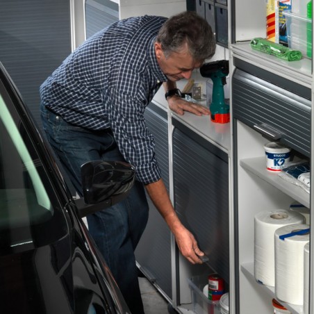 Armadio con Tapparella 813008 in PVC Con Due Ripiani Ideale Per Garage O Ufficio