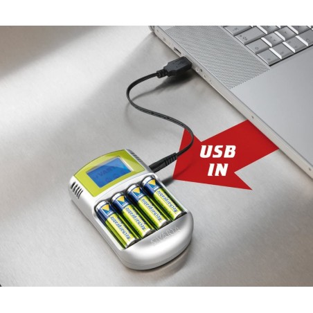 Caricabatterie Varta Display LCD per Ricarica Pile con 4 Batterie AA 2600 mAh